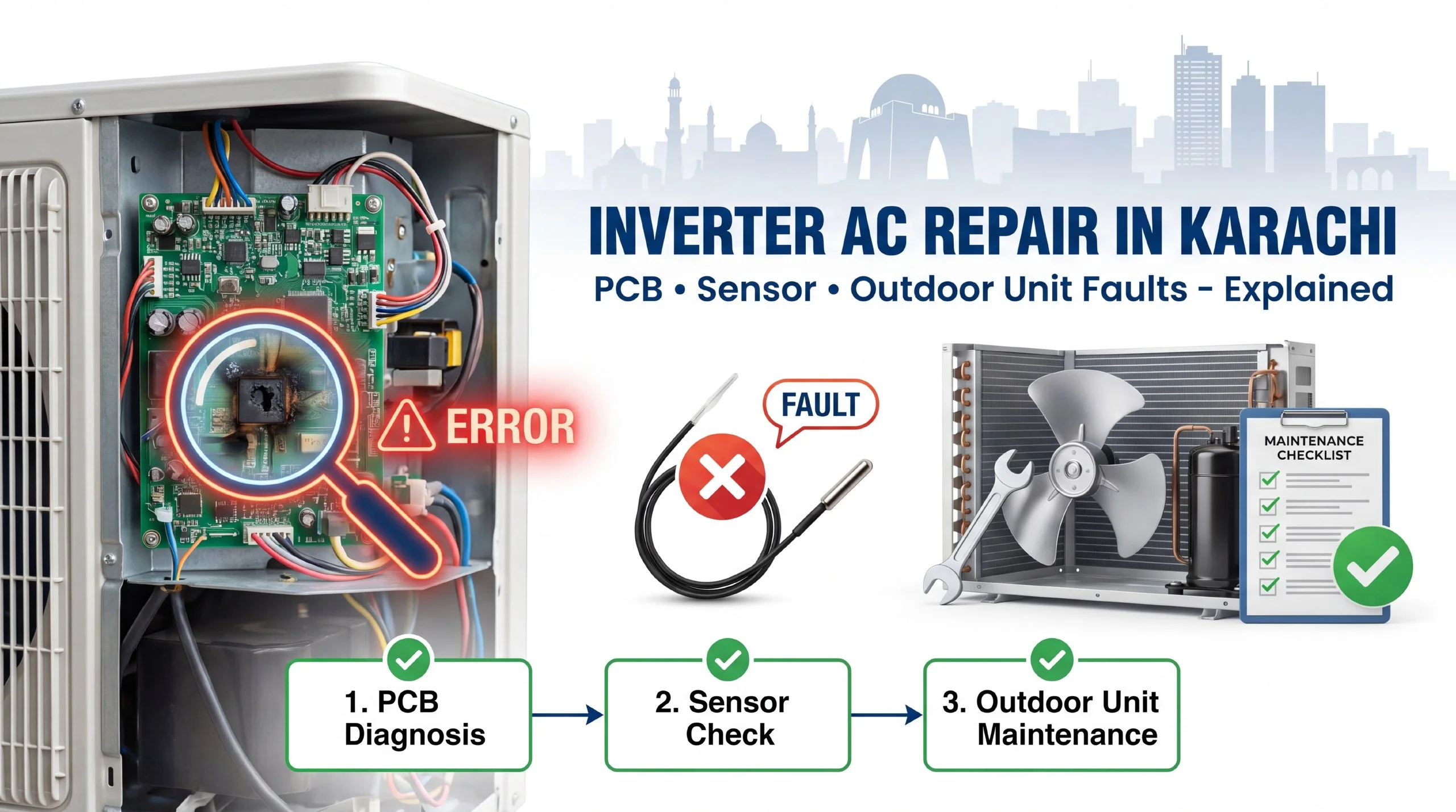 Inverter AC repair and diagnostics in Karachi
